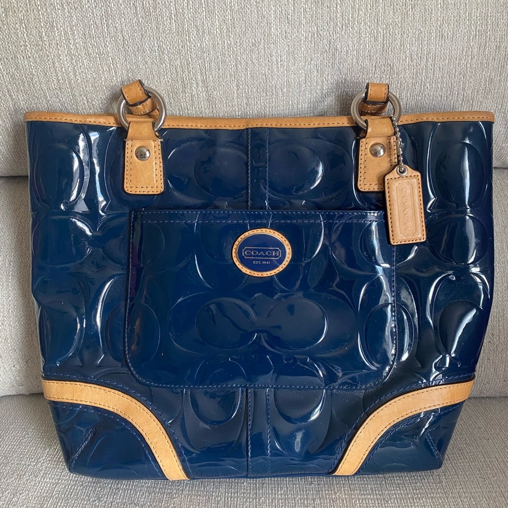 Deep blue Coach bubble tote